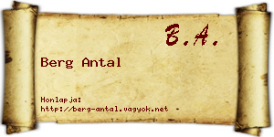 Berg Antal névjegykártya